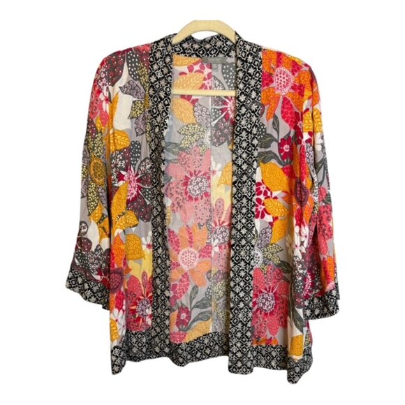 Habitat Blouse Women's Size XS Cardigan Open Front Abstract Oversized Floral - Picture 1 of 4